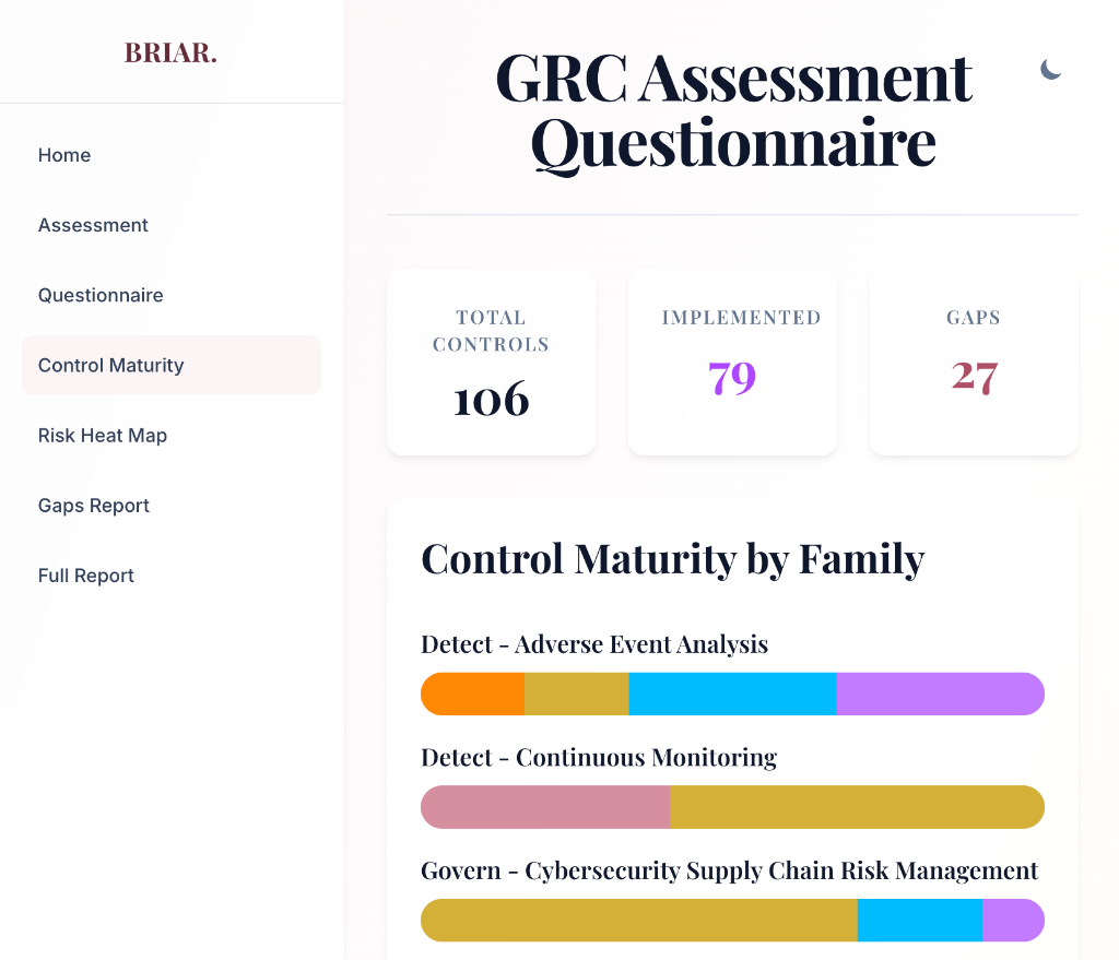 GRC Tool Screenshot